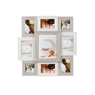 Mikhahyia 9-Opening 23" X 24" Two-Toned Multi-Sized Picture Frame Collage, Displays Two 4X4, Four 4X6, Two 5X7 And One 8X10 Photos