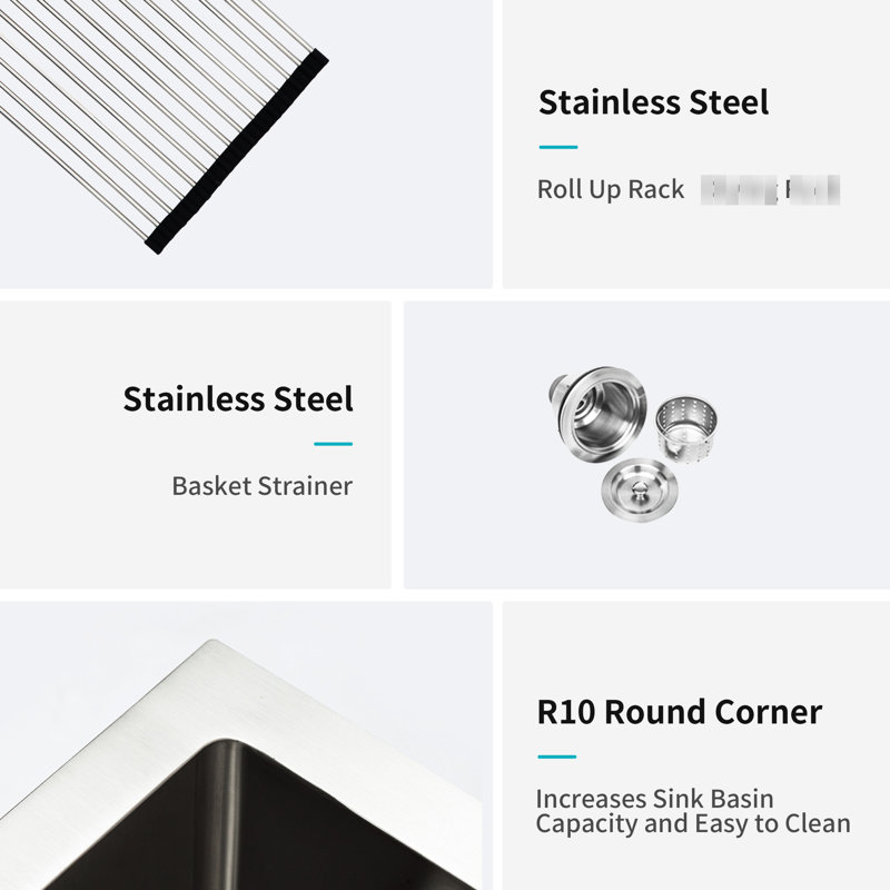 22X33 Inch Stainless Steel Sink: 16 Gauge, Structure, With Drain Assembly Kitchen Basin: To Scratches, Condensation-