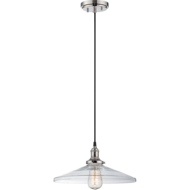 Luminaire suspendu conique à 1 lumière Lewandowski, Nickel poli