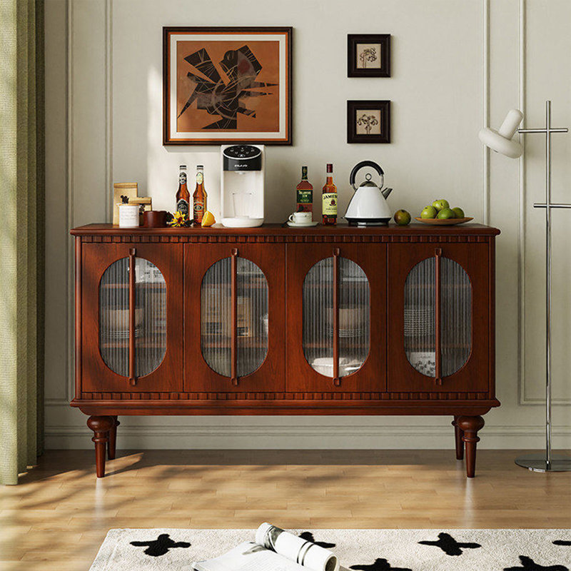 Buffet en bois manufacturé et brun rougeâtre, H 35,04 po x L 62,6 po x l 15,35 po