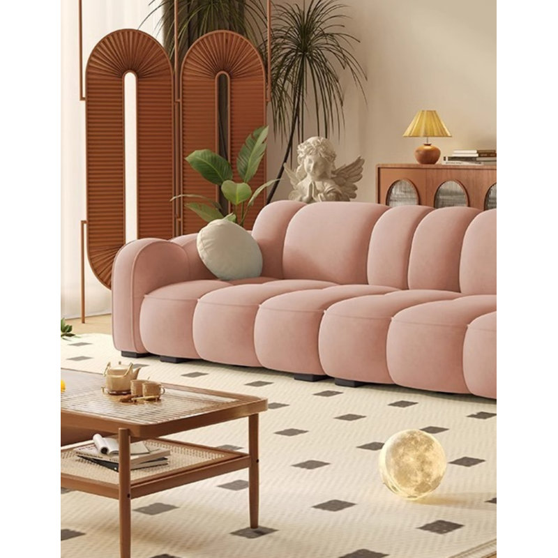 Canapé moderne simple, Rose, H 31,5 po x l 125,98 po x P 39,37 po, 5