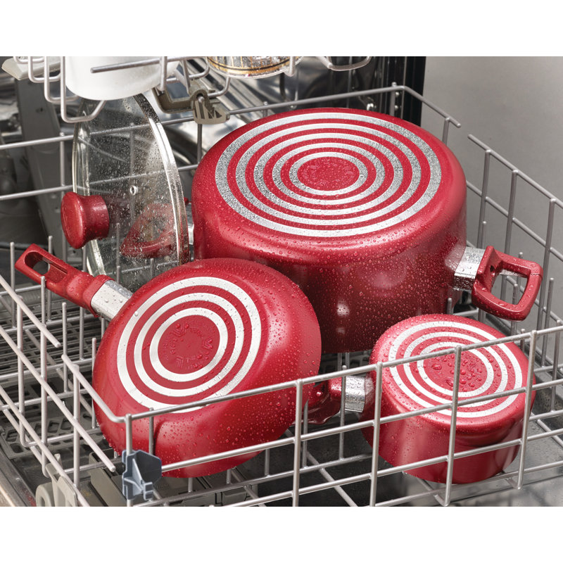 Batterie de cuisine antiadhésive T-fal Essentials, casserole de 3 pintes, rouge