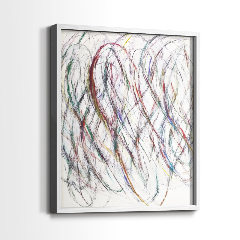 Série ABSTRACT DCCCLV - Impression encadrée de qualité supérieure - Prêt à être accroché - Aucun clou requis, Blanc / Blanc