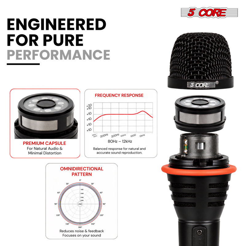 Microphone à main 5 micros micro dynamique karaoké 