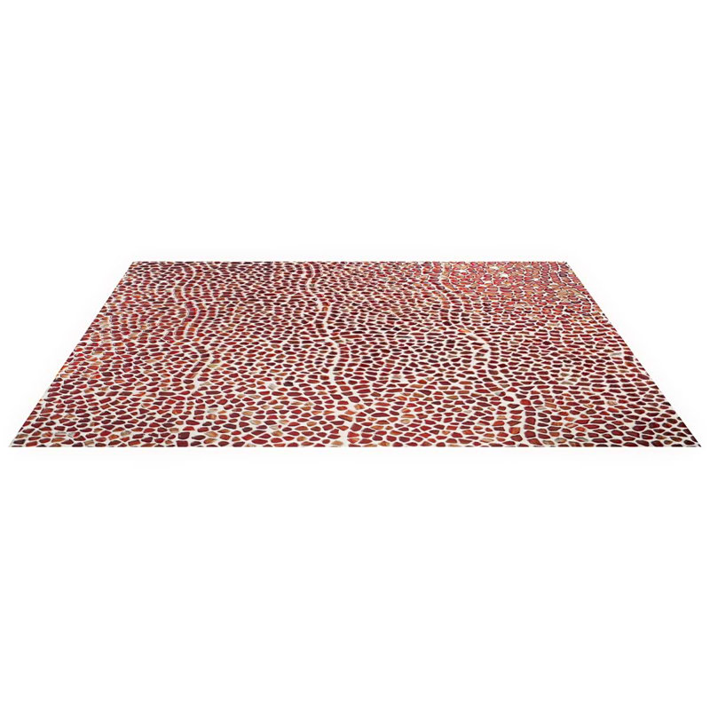 Komorebi 12x12 Pebble Polished Glass Mosaic Tile, Bonfire Red