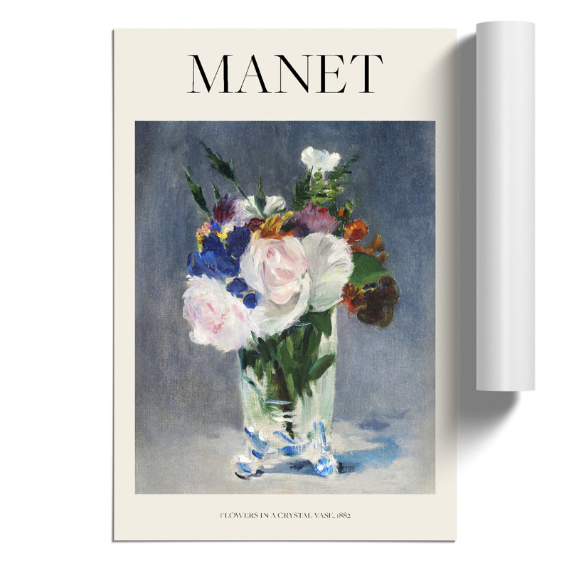 Flowers In A Crystal Vase by Edouard Manet - No Frame Painting, 30cm H x 21cm W x 0.1cm D