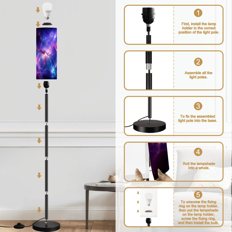 Lampe sur pied avec lampe à pied à intensité variable moderne avec télécommande, pédale, abat-jour, abat-jour haut, lampe de coin pour le salon, la chambre et le bureau