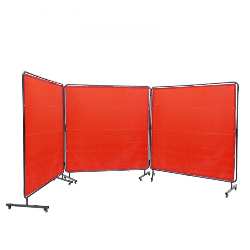 Écran de soudage avec cadre, écrans de rideau de soudage, écran de protection en vinyle résistant à la flamme sur 12 roues pivotantes (6 verrouillables), mobile et professionnel pour atelier