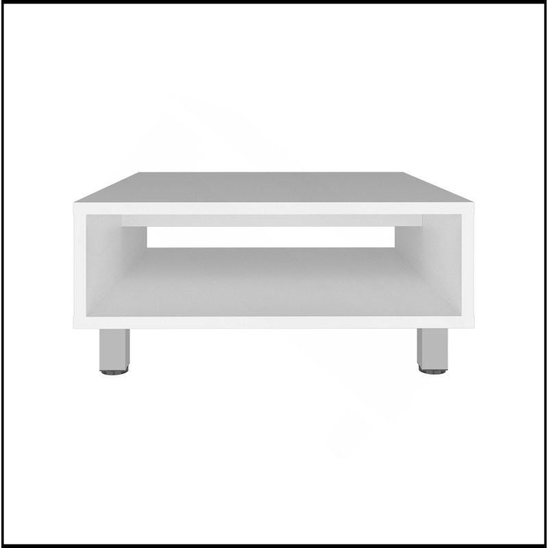 Table basse moderne et minimaliste carrée avec rangement ouvert et design épuré, Blanc