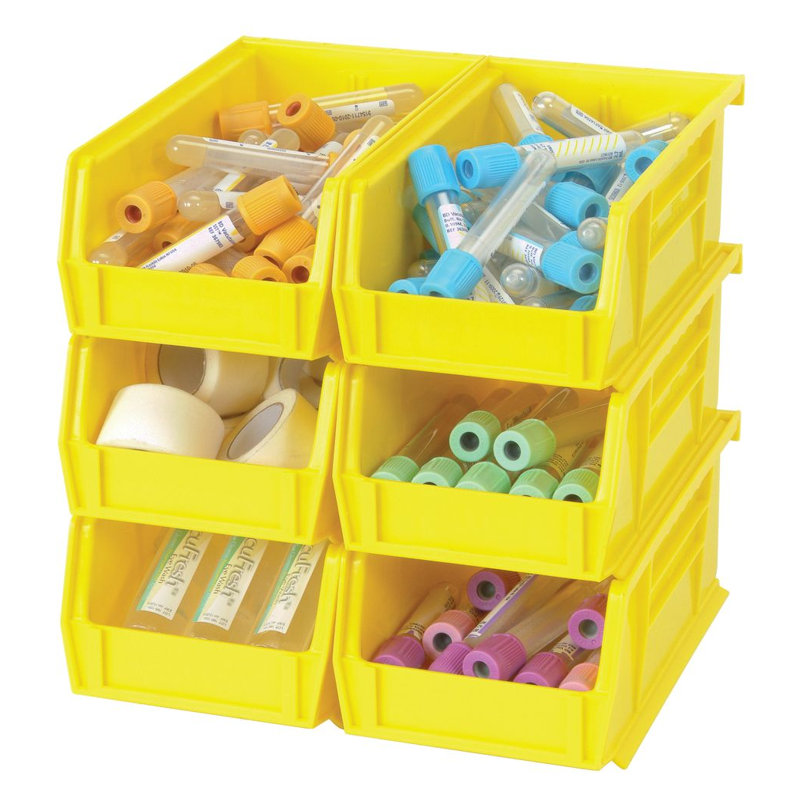  QUS230YL - Ensemble de 12 bacs jaunes ultra empilables et suspendus L 11 po x l 6 po x H 5 po, Jaune