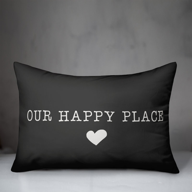  Housse de coussin rectangulaire et insert Our Happy Place, Anthracite