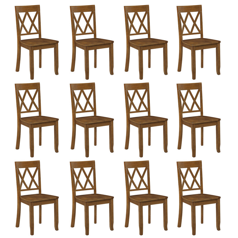 Brookner Wood Cross-Back Dining Chairs,  Antique Walnut, 12