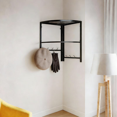 Space-Saving Corner Clothes Rack With Storage Shelf, Adjustable Freestanding Wardrobe Organizer For Bedroom And Living Room