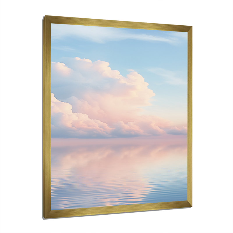 Pink Sky Photo Celestial Reflections - Landscape & Nature Canvas Print, Cadre photo doré, H 44 po x l 34 po x P 1,5 po