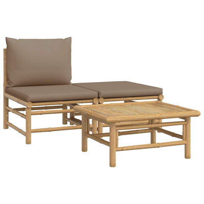 Ensemble de salon de jardin en bambou taupe grand modulaire