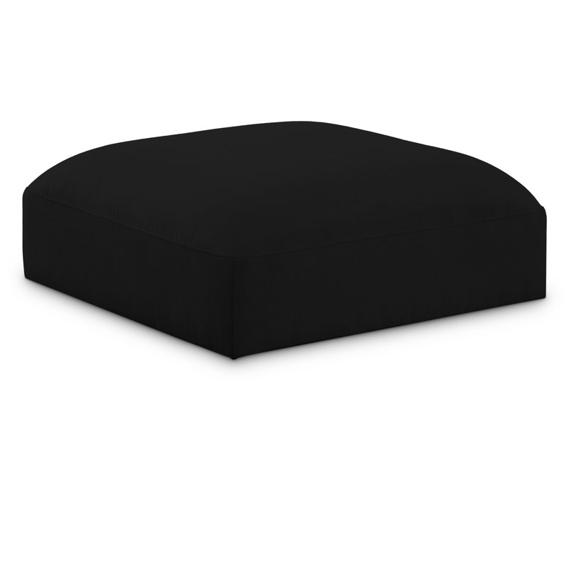 Hoebbel Upholstered Ottoman, Black Polyester Fabric