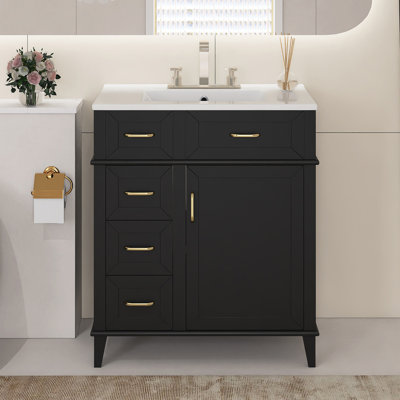 30'' Freestanding Bathroom Vanity With Ceramic Sink