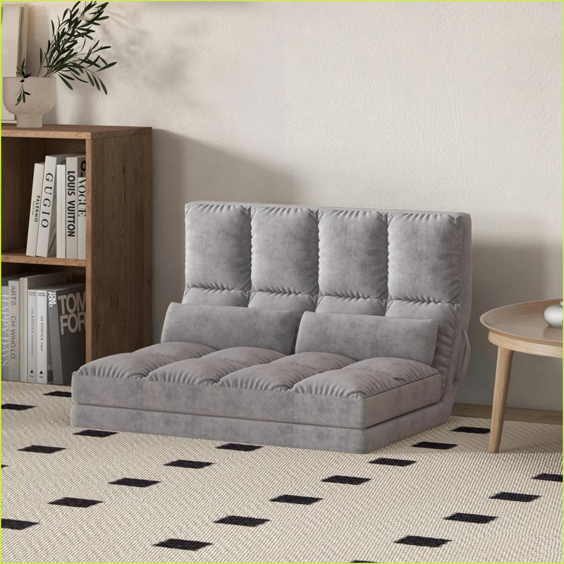 Canapé-lit convertible convertible, chaise longue réglable avec 2 coussins - gris foncé | Polyester