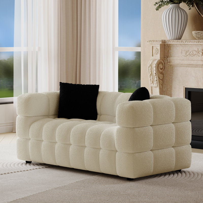 Canapé rembourré 61 po Monica, H 27 po x l 61 po x P 32 po, Beige