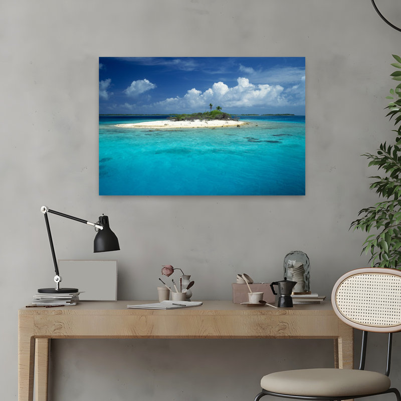 Nuage au-dessus d'une île Rangiroa, Polynésie française, paysage contemporain abstrait, art naturel, H 16 po x l 24 po