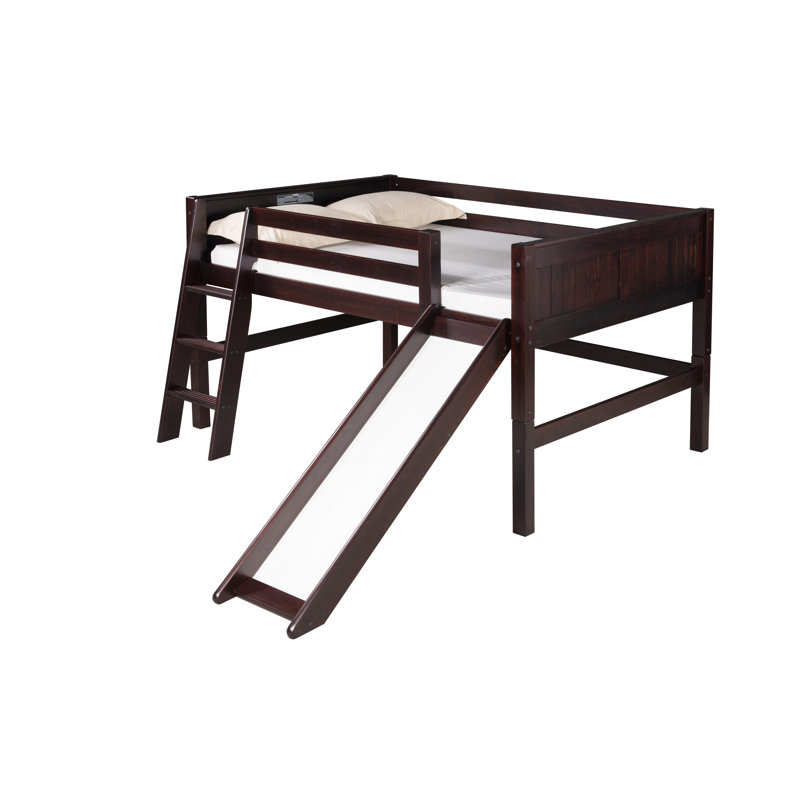 Lit mezzanine simple en bois massif Friedemar, Cappuccino, Simple