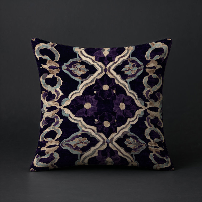 Coussin décoratif intérieur et extérieur Modern, Mauve géométrique 5, Carré 18 po