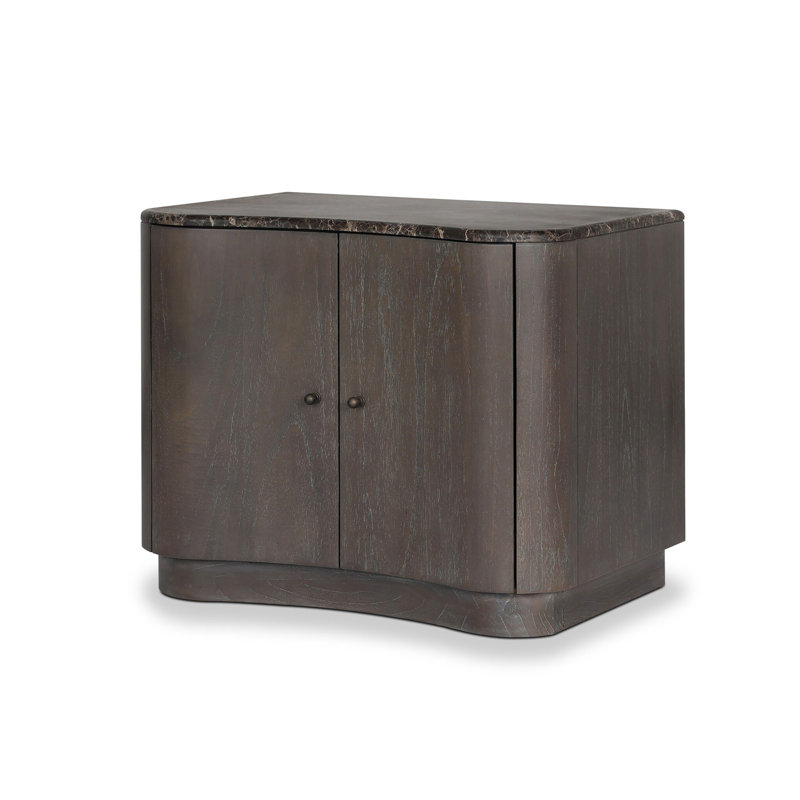 Boa Nightstand-Sandy Mindi Veneer, Espresso Mindi Veneer