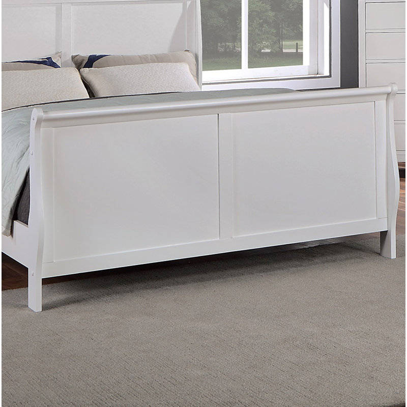 Cadre de lit 1pc moderne avec lit-bateau, Blanc, Grand