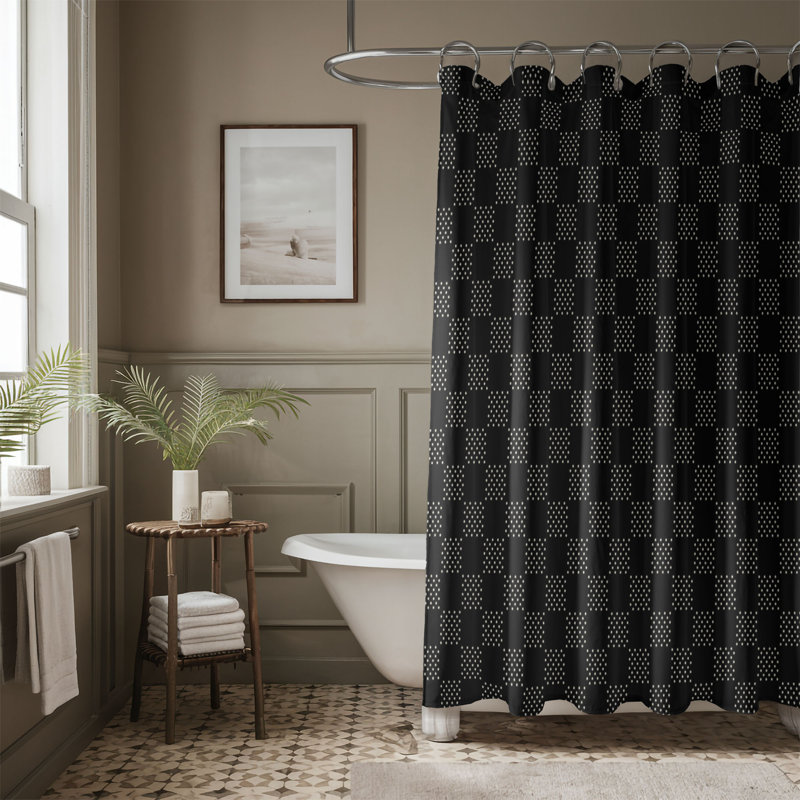 Ivory Circles - Rideau de douche Premium, H 74 po x l 71 po