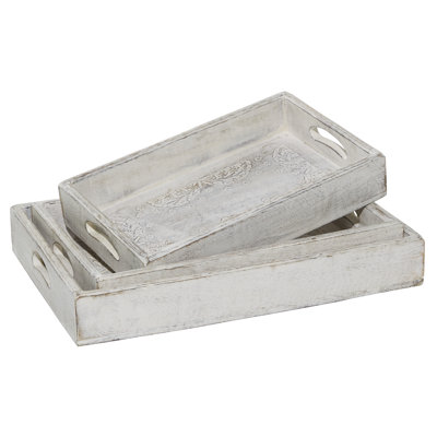 Bancora Solid Wood Tray - Set of 3
