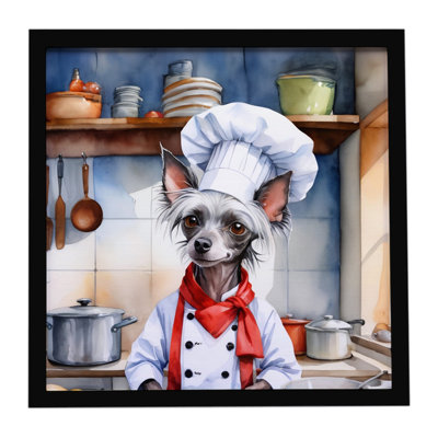 Chinese Crested The Chef Framed Metal Print