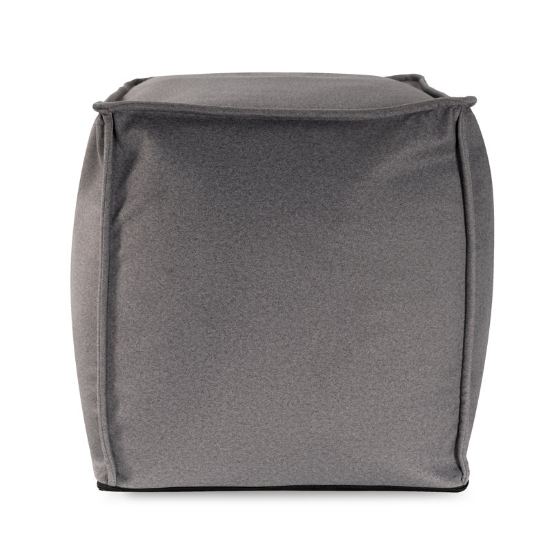 Qiviut Gray Square Pouf, Gray 