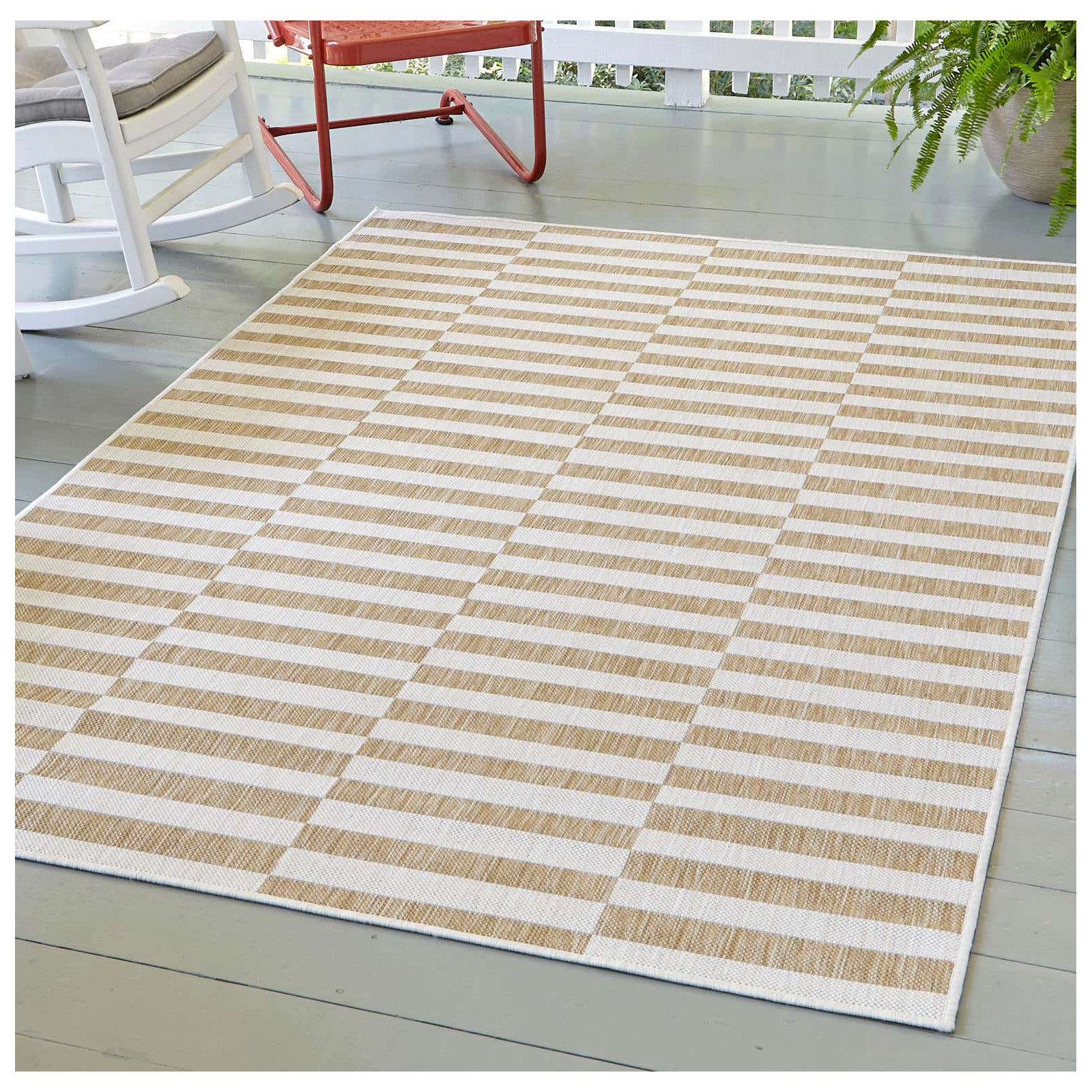 Robinson Brown Indoor/Outdoor Rug, Rectangle 7'1" x 10'