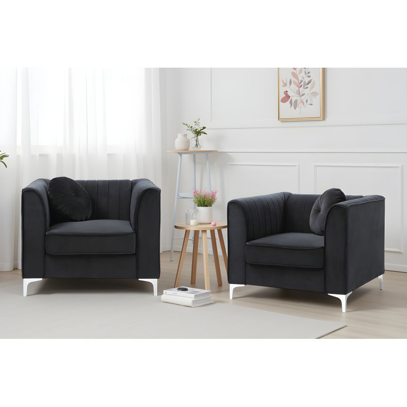 Chaise en velours de suède Tetouan, Noir, 2