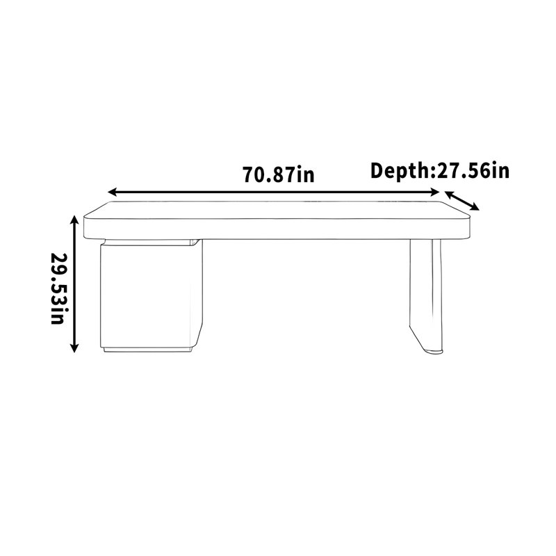 Table d'écriture / d'étude simple en granit, H 29,53 po x l 70,87 po x P 27,56 po