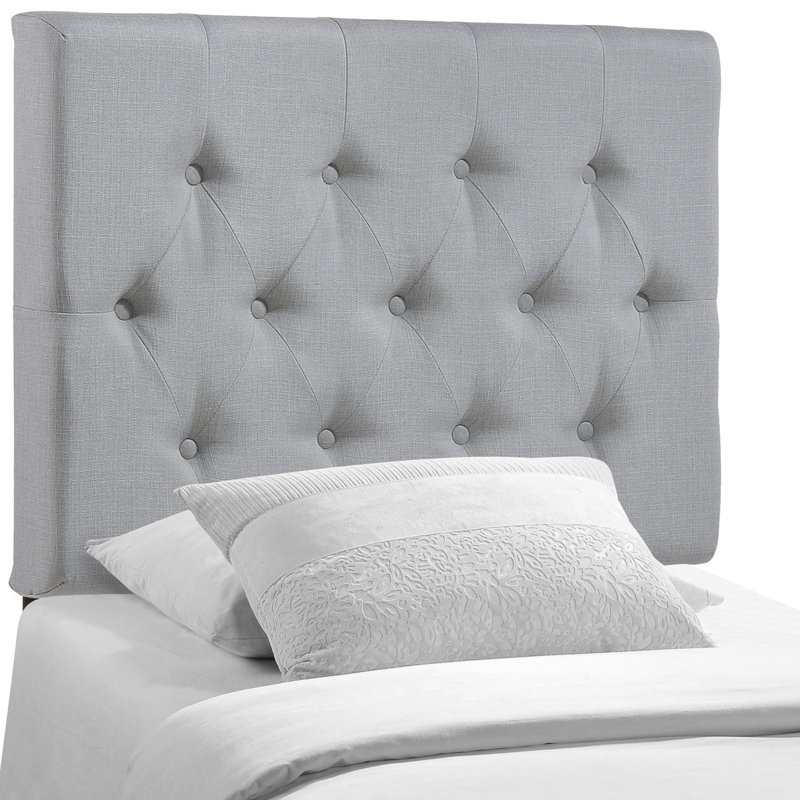 Tête de lit tapissier capitonné Clique, Gris, Simple