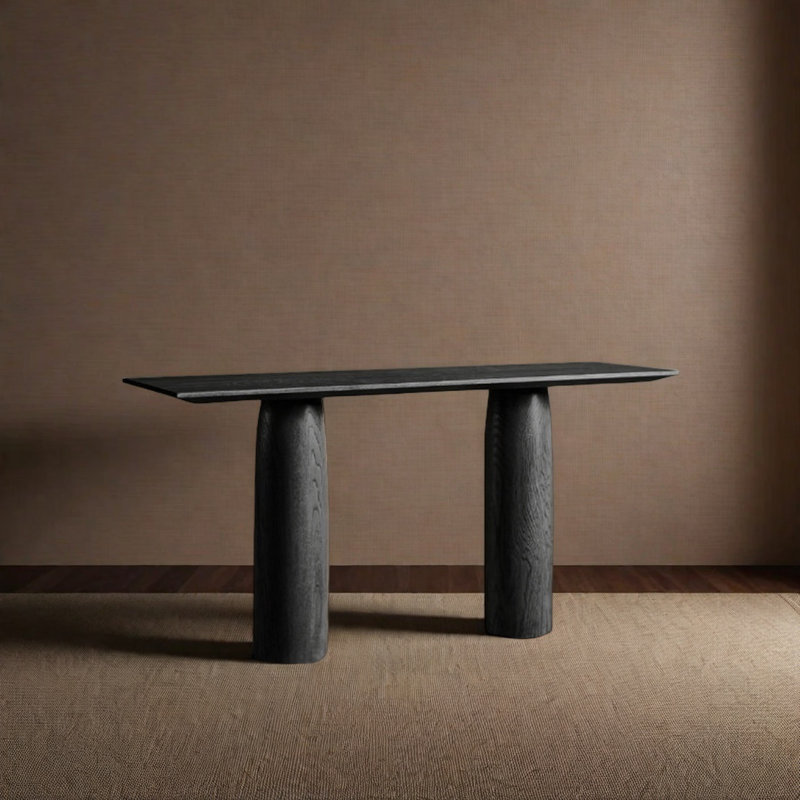 Modern High-End Solid Wood Console Table, Black