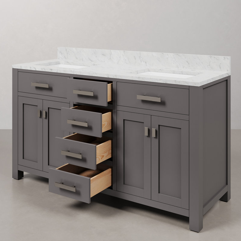 Ensemble de meuble-lavabo double 60 po Minnetrista, Gris