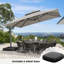 Parasol en porte-à-faux avancé en tissu 144 po avec base à roulettes Yoav, gris galet-139037586-139037588