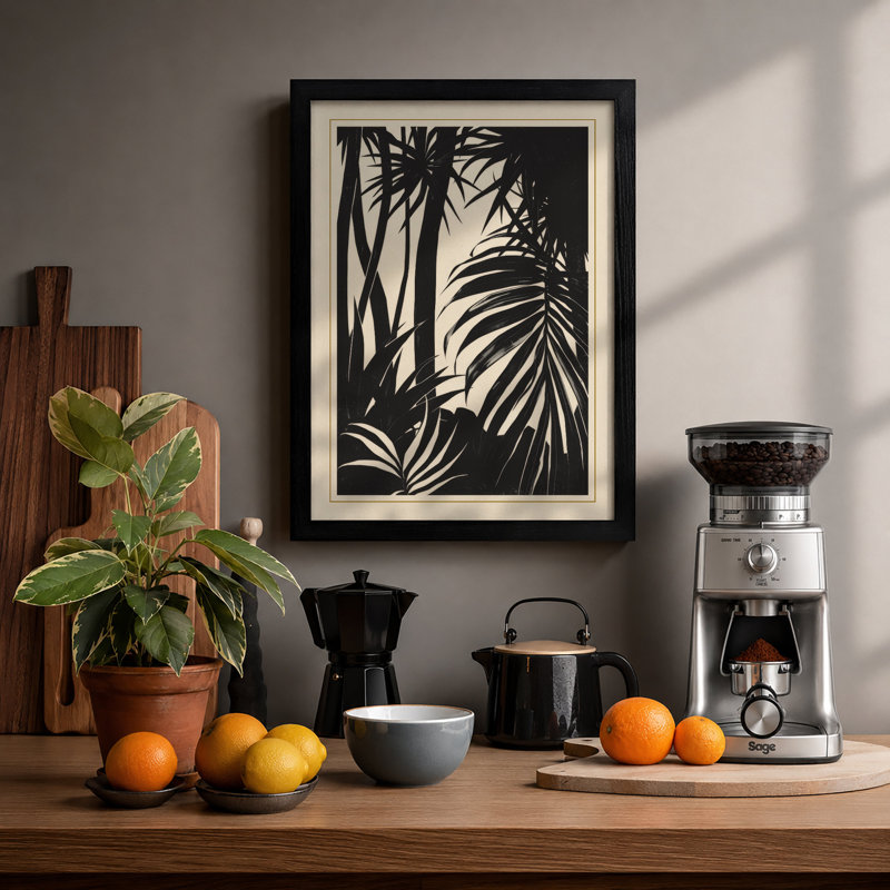 Jungle Fronds Botanical - Framed Print, Black, A4 - 29.7 x 21.0 cm