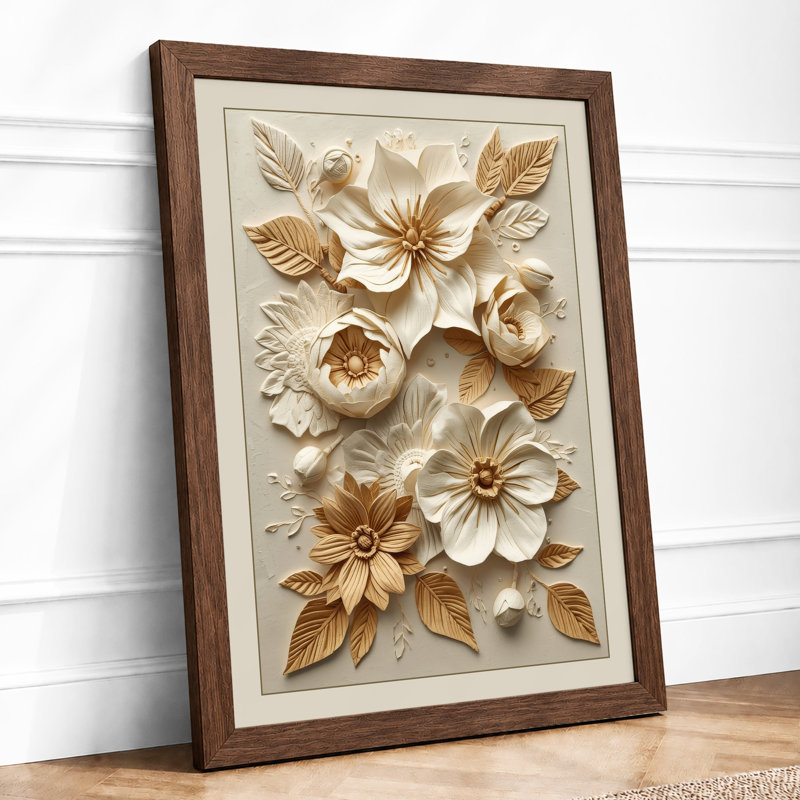 Sculptural Garden Botanical - Framed Print, A2 - 59.4 x 42.0 cm, Walnut