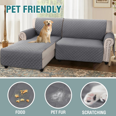 100% Waterproof Sofa Slipcover for L Shape Sectional Sofa 2 Piece Microfiber Fabric Box Cushion Slipcover Left Chaise Cover with Sofa Cover Machine Washable
