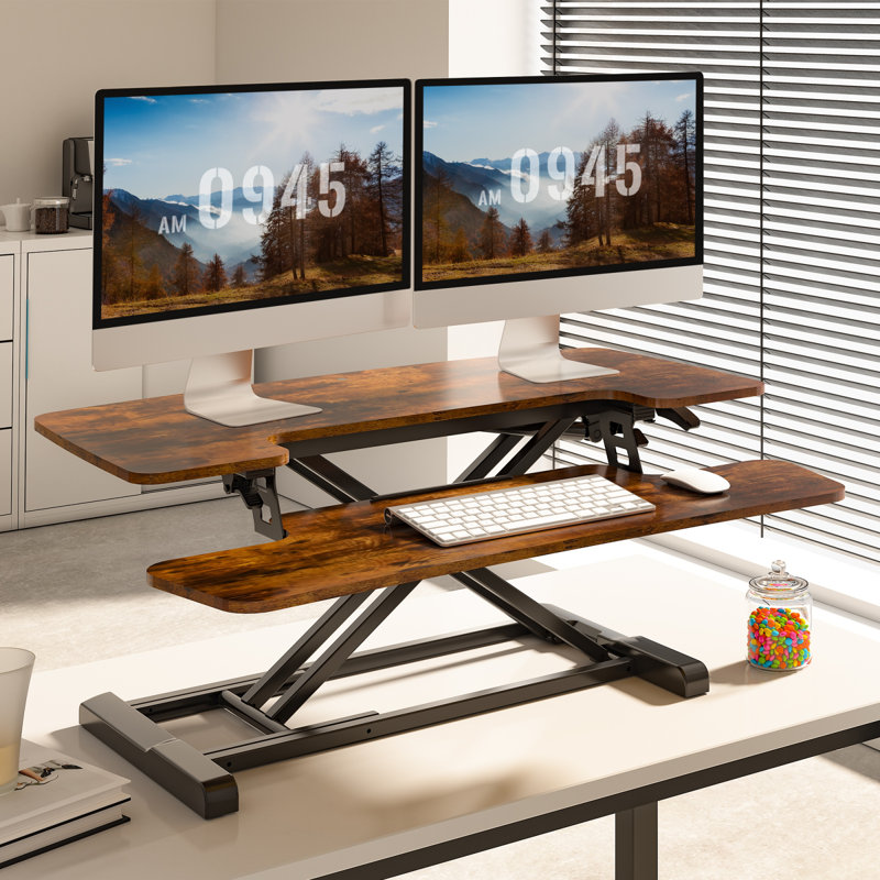 Convertisseur de bureau debout Murray, Brun rustique / noir, H 19,6 po x l 36 po x P 24,9 po