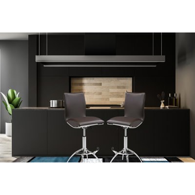 Tabourets de bar modernes en brun, hauteur réglable et rembourrage sans fil, de 2