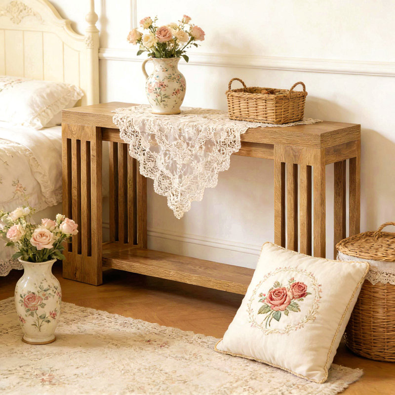 Table de canapé, console, table d'appoint, Brun pâle