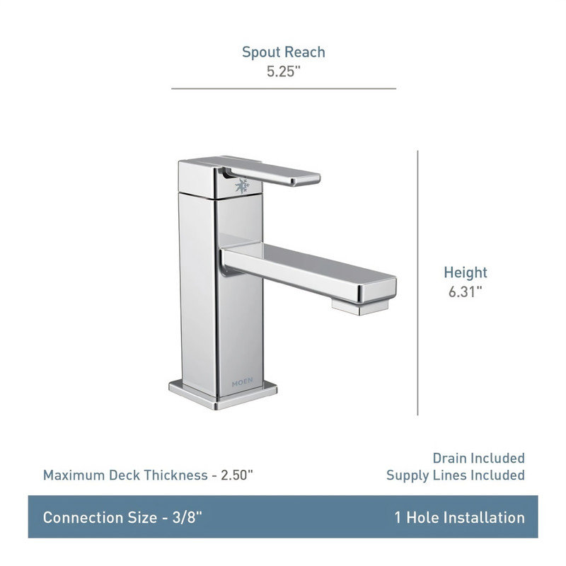 90 Degree Single Hole Bathroom Faucet with Drain Assembly, Brushed Nickel