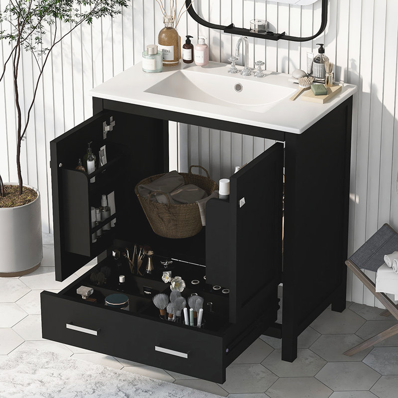 Meuble-lavabo simple avec plateau Hymir 30,01, Noir