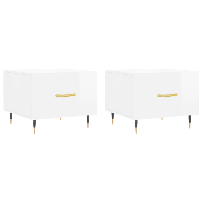 Four Leg Coffee Table with Storage, high gloss white
