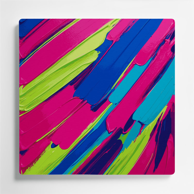 Abstrait couleur champ 43, art mural en métal rose, H 12 po x l 12 po