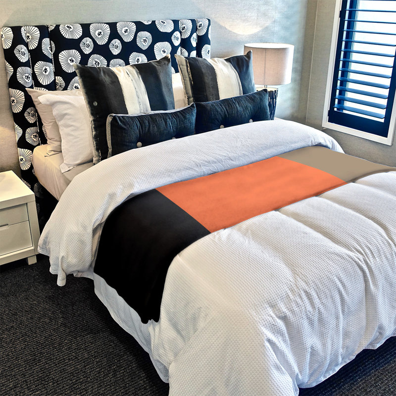 Quilted Throw Blanket, 50" W x 60" L, Black/Orange/Gold